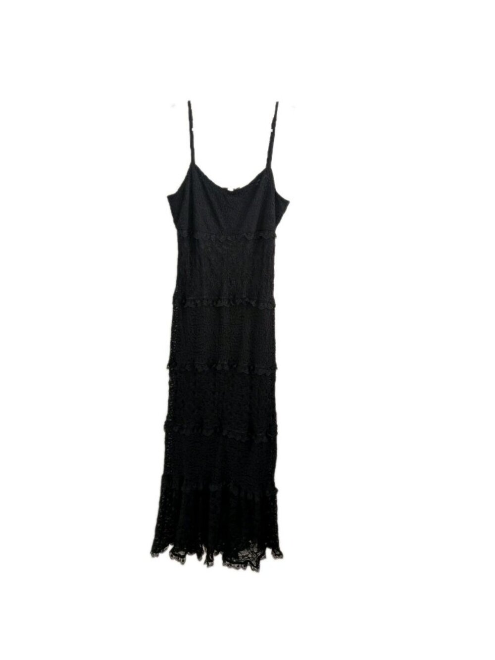 Whimsigoth Tiered Lace Maxi Dress Jr.'s Large Ruffle Gothic Grunge Cami Slip